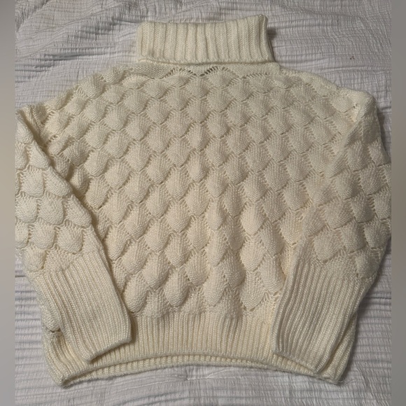 FRNCH Bubble Stitch Open Knit Turtleneck Sweater - Size M/L - Picture 5 of 9
